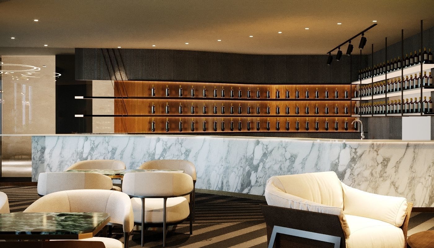 Modern Lounge Bar Restaurant 3D Model Scene - Editable 3D model_9