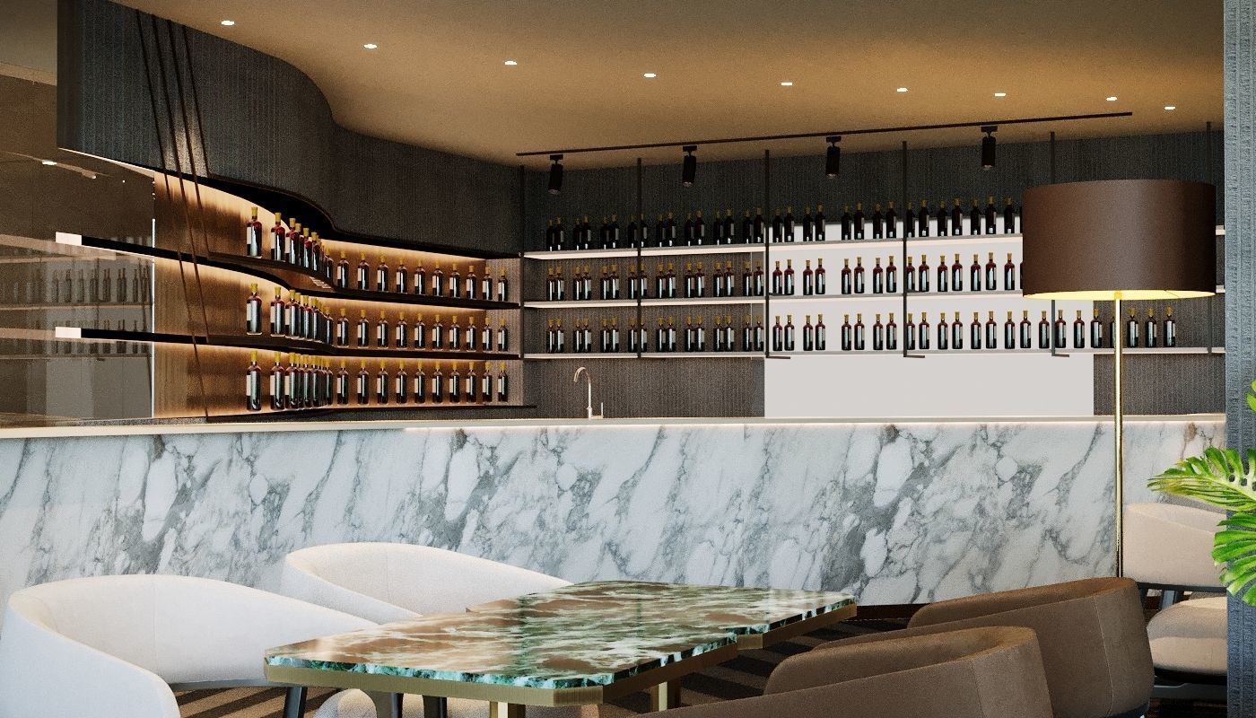 Modern Lounge Bar Restaurant 3D Model Scene - Editable 3D model_10