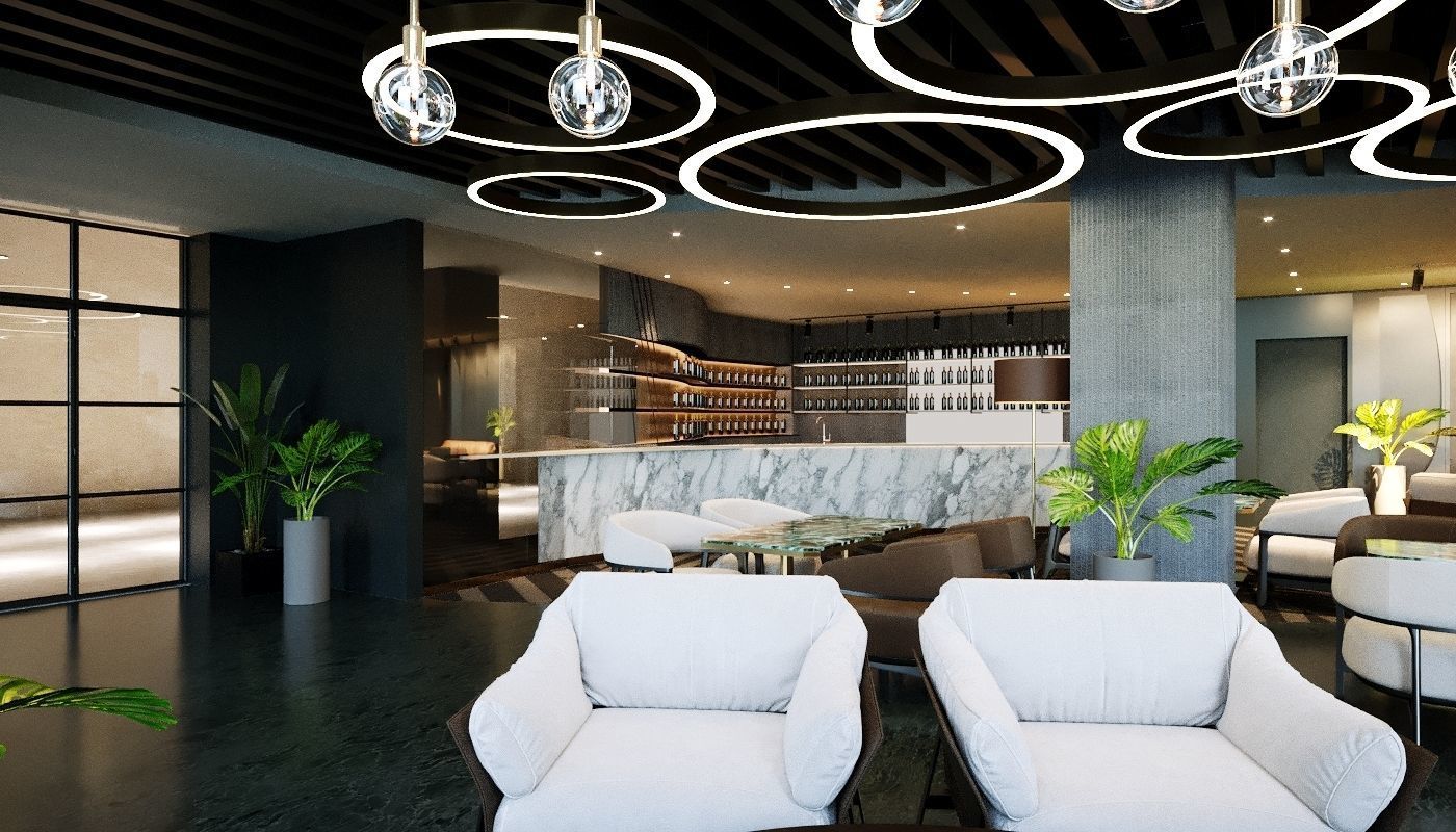 Modern Lounge Bar Restaurant 3D Model Scene - Editable 3D model_5