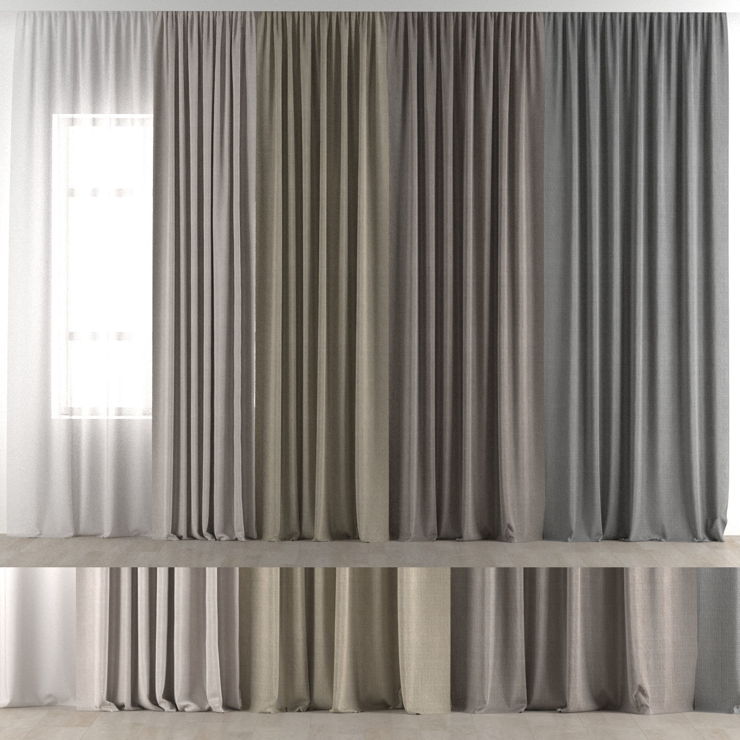 curtains Low-poly 3D model_0