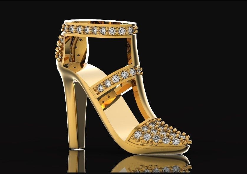 fashionable pendant womens shoes half boot with stones 480 3D print model_2