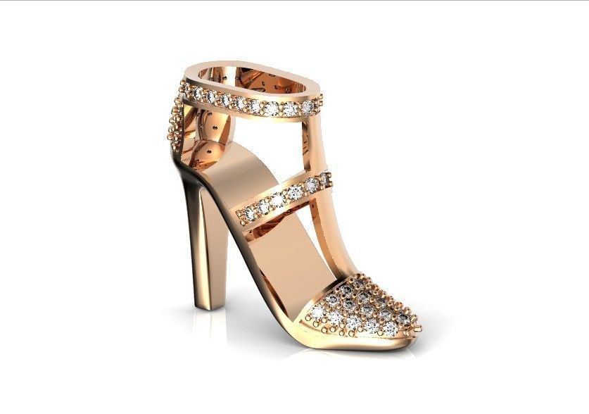 fashionable pendant womens shoes half boot with stones 480 3D print model_18