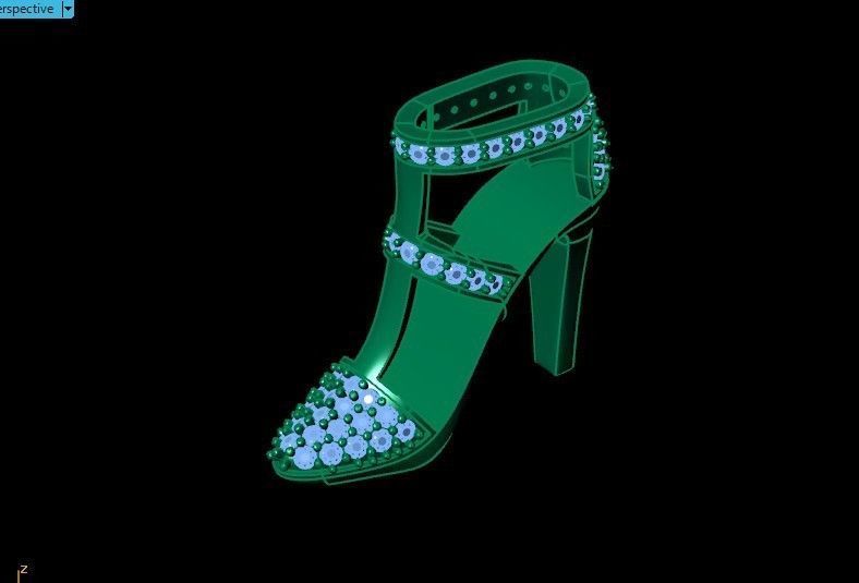 fashionable pendant womens shoes half boot with stones 480 3D print model_13