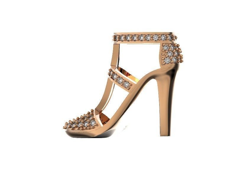 fashionable pendant womens shoes half boot with stones 480 3D print model_20