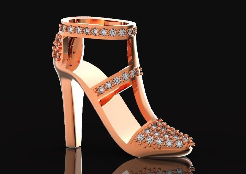 fashionable pendant womens shoes half boot with stones 480 3D print model_30