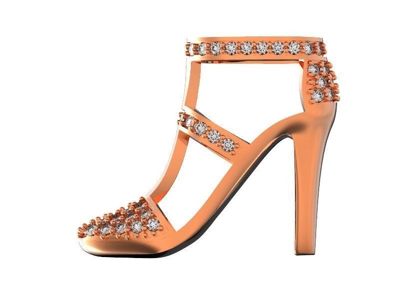 fashionable pendant womens shoes half boot with stones 480 3D print model_24
