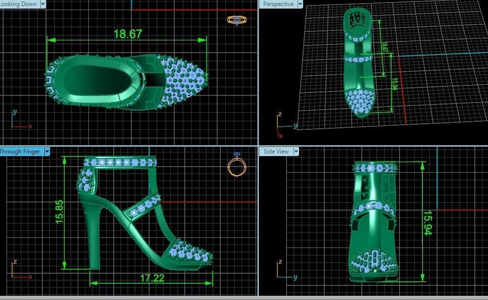 fashionable pendant womens shoes half boot with stones 480 3D print model_6