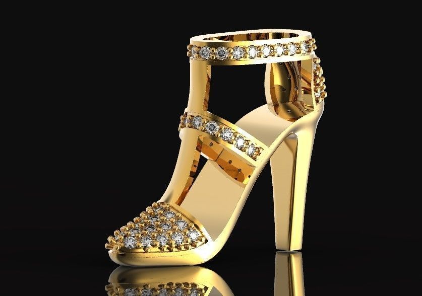 fashionable pendant womens shoes half boot with stones 480 3D print model_34