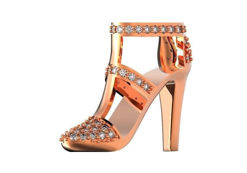 fashionable pendant womens shoes half boot with stones 480 3D print model_25