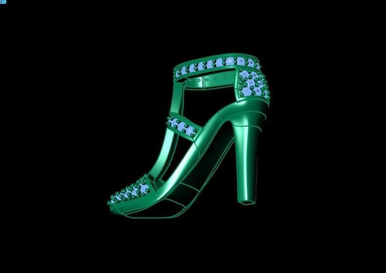 fashionable pendant womens shoes half boot with stones 480 3D print model_11
