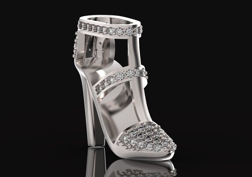 fashionable pendant womens shoes half boot with stones 480 3D print model_3