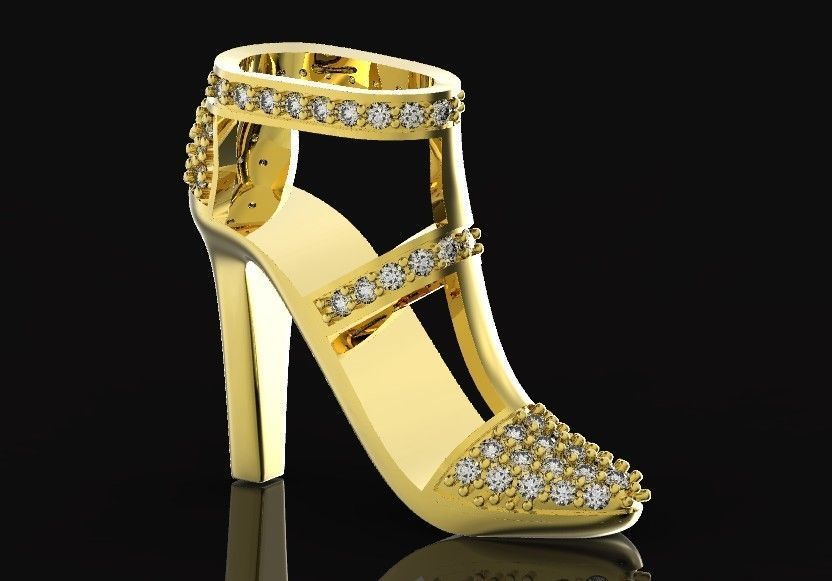 fashionable pendant womens shoes half boot with stones 480 3D print model_32