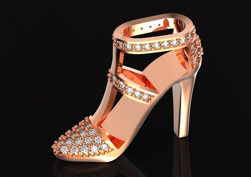 fashionable pendant womens shoes half boot with stones 480 3D print model_29