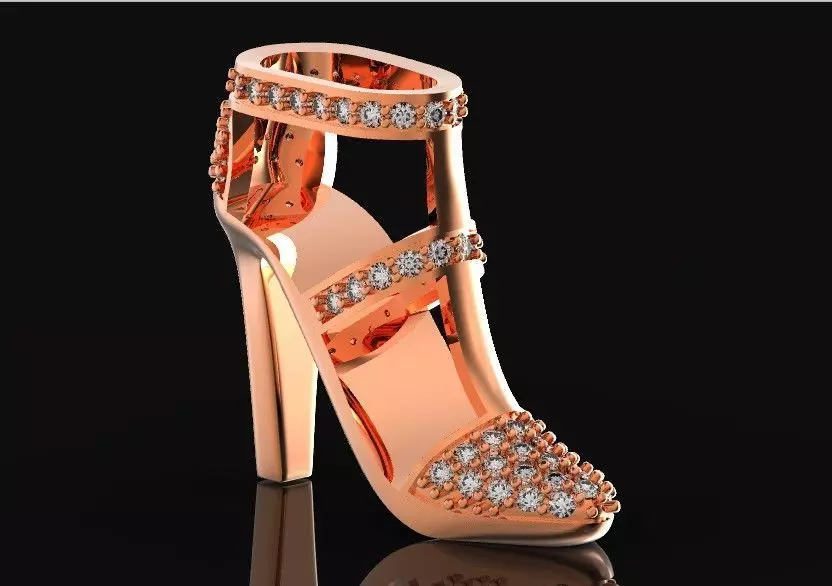 fashionable pendant womens shoes half boot with stones 480 3D print model_0