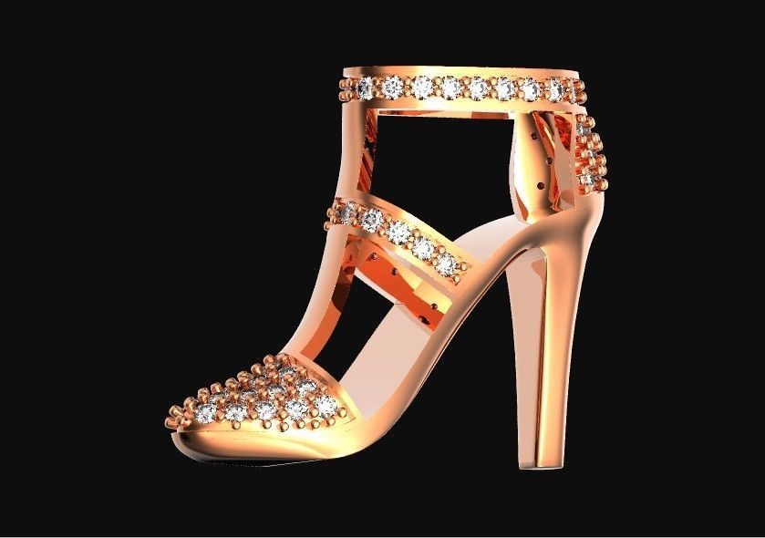 fashionable pendant womens shoes half boot with stones 480 3D print model_31
