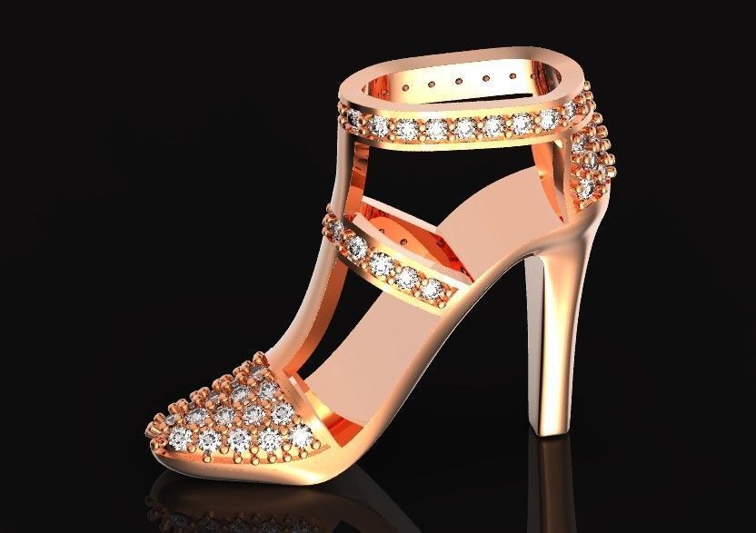 fashionable pendant womens shoes half boot with stones 480 3D print model_28