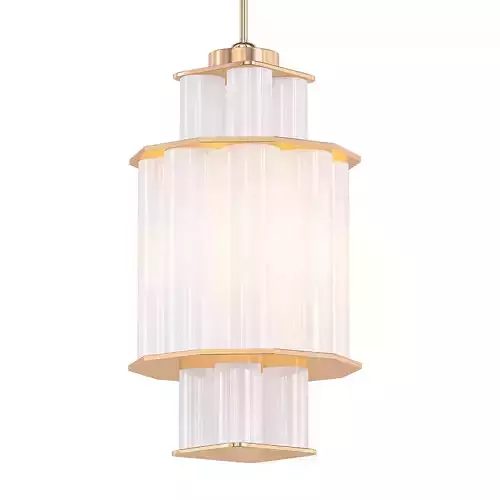 Bauer pendant light in brass and glass 3D model