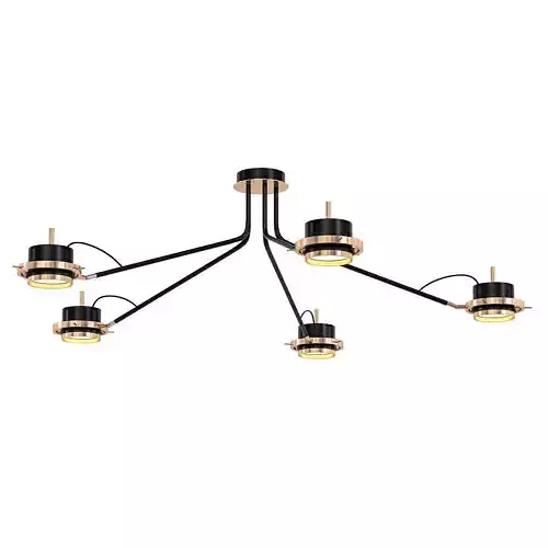 5 Head chandelier with five lights gold 3D model