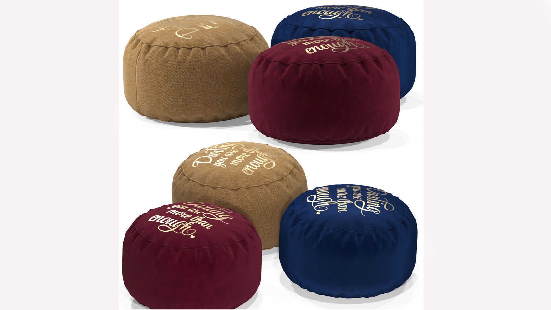 frameless soft pouffe Low-poly 3D model_1