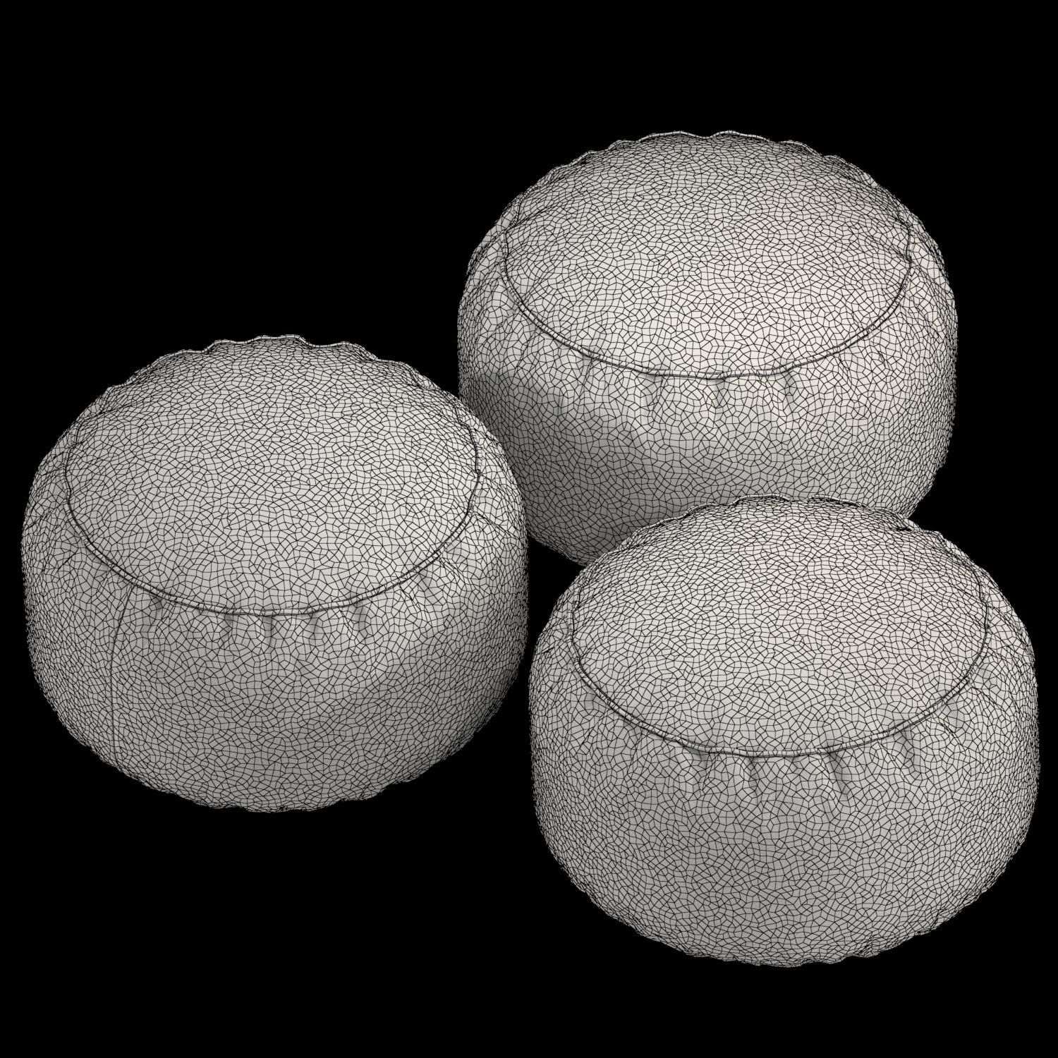 frameless soft pouffe Low-poly 3D model_4