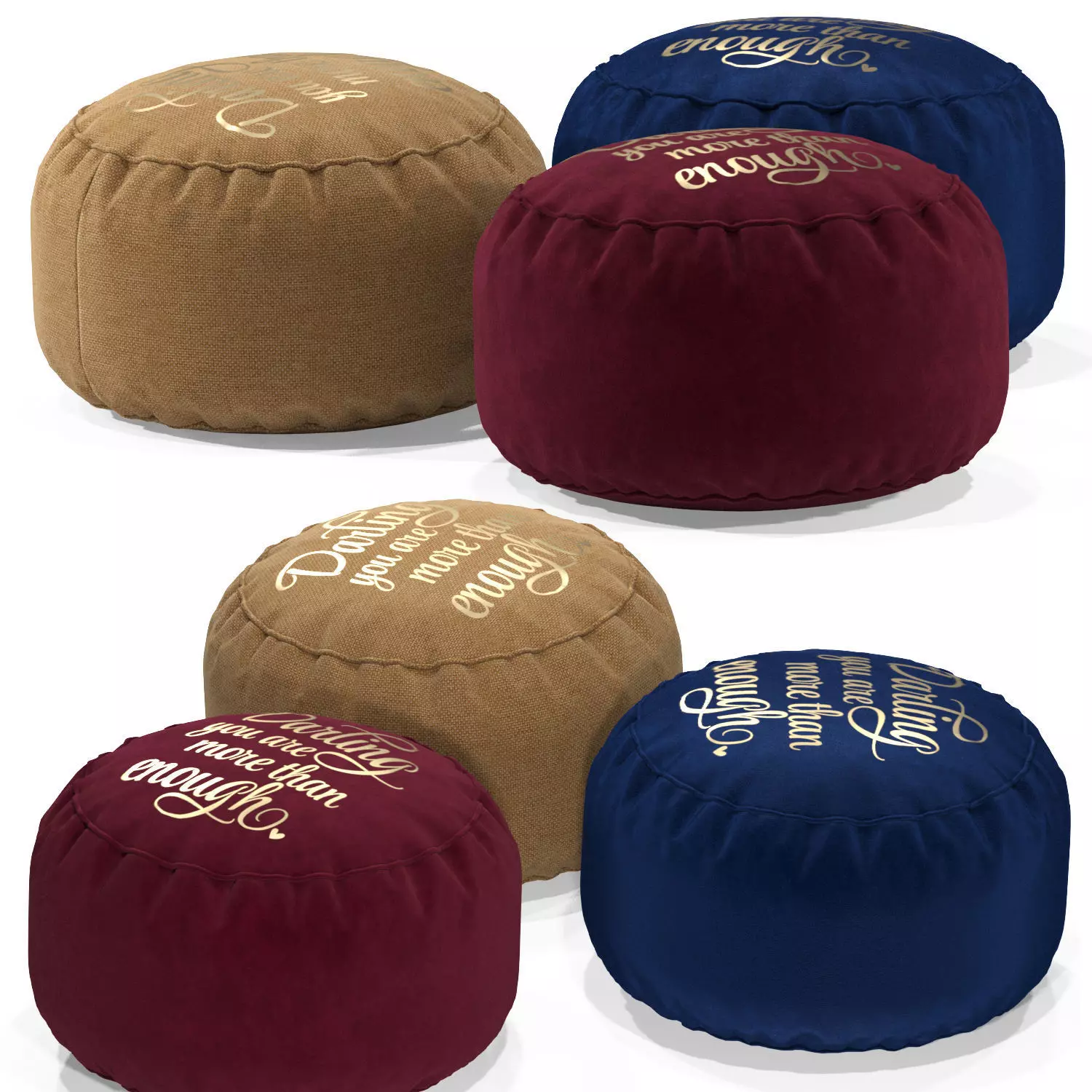 frameless soft pouffe Low-poly 3D model_0