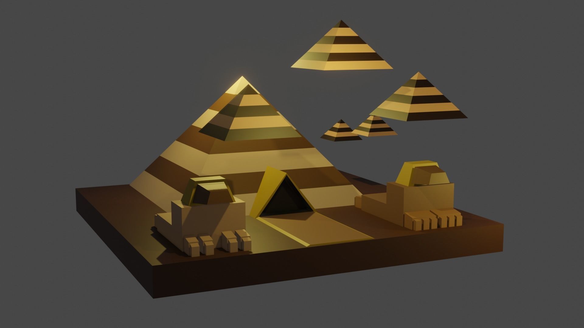 Future low poly floating pyramid Free low-poly 3D model_1