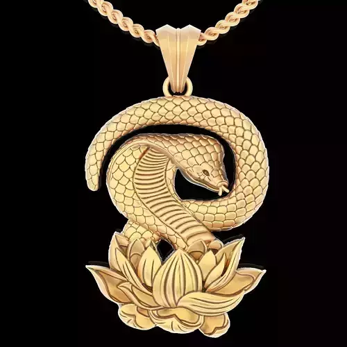 Snake lotus pendant silver gold printable jewelry 3D model