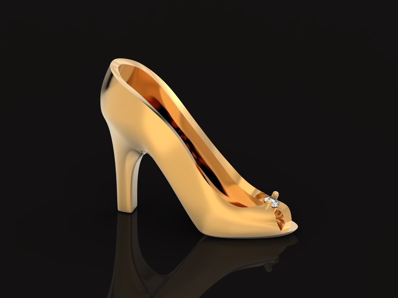 fashionable pendant womens shoe with stone 480 3D print model_10