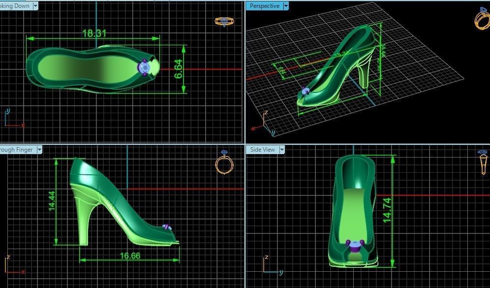 fashionable pendant womens shoe with stone 480 3D print model_25