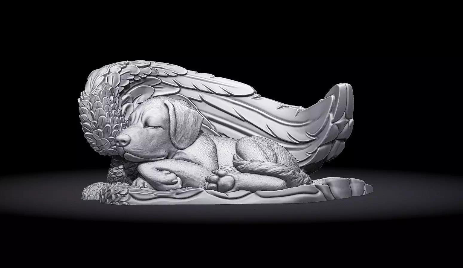 Sleeping Doggie Angel Statue 3D print model