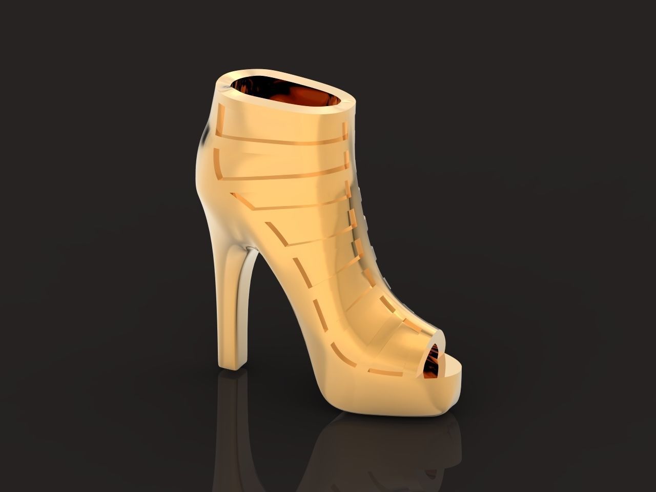 fashionable pendant womens shoes half boots  3D print model_9