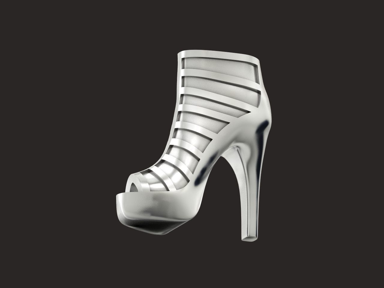 fashionable pendant womens shoes half boots  3D print model_16