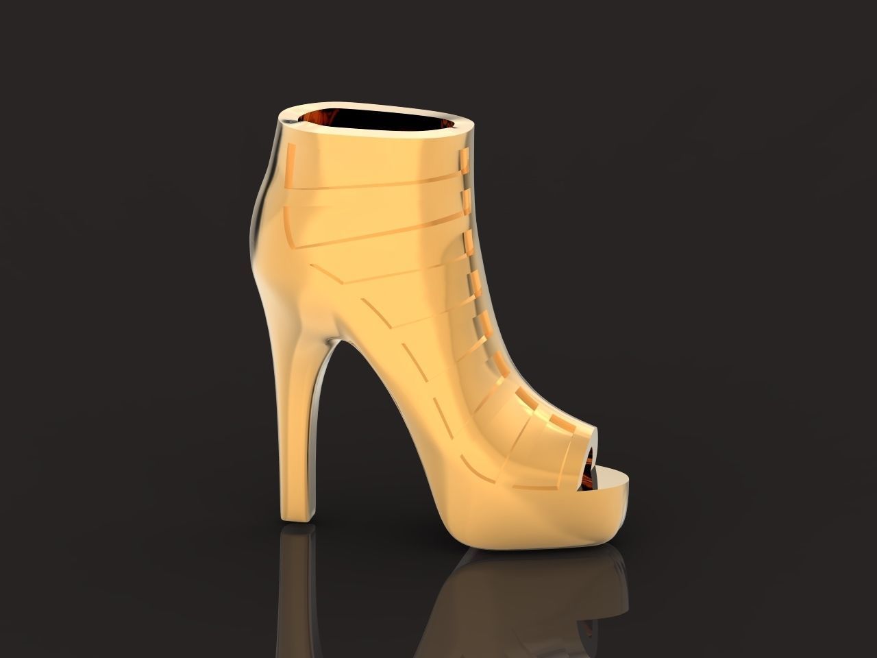 fashionable pendant womens shoes half boots  3D print model_4