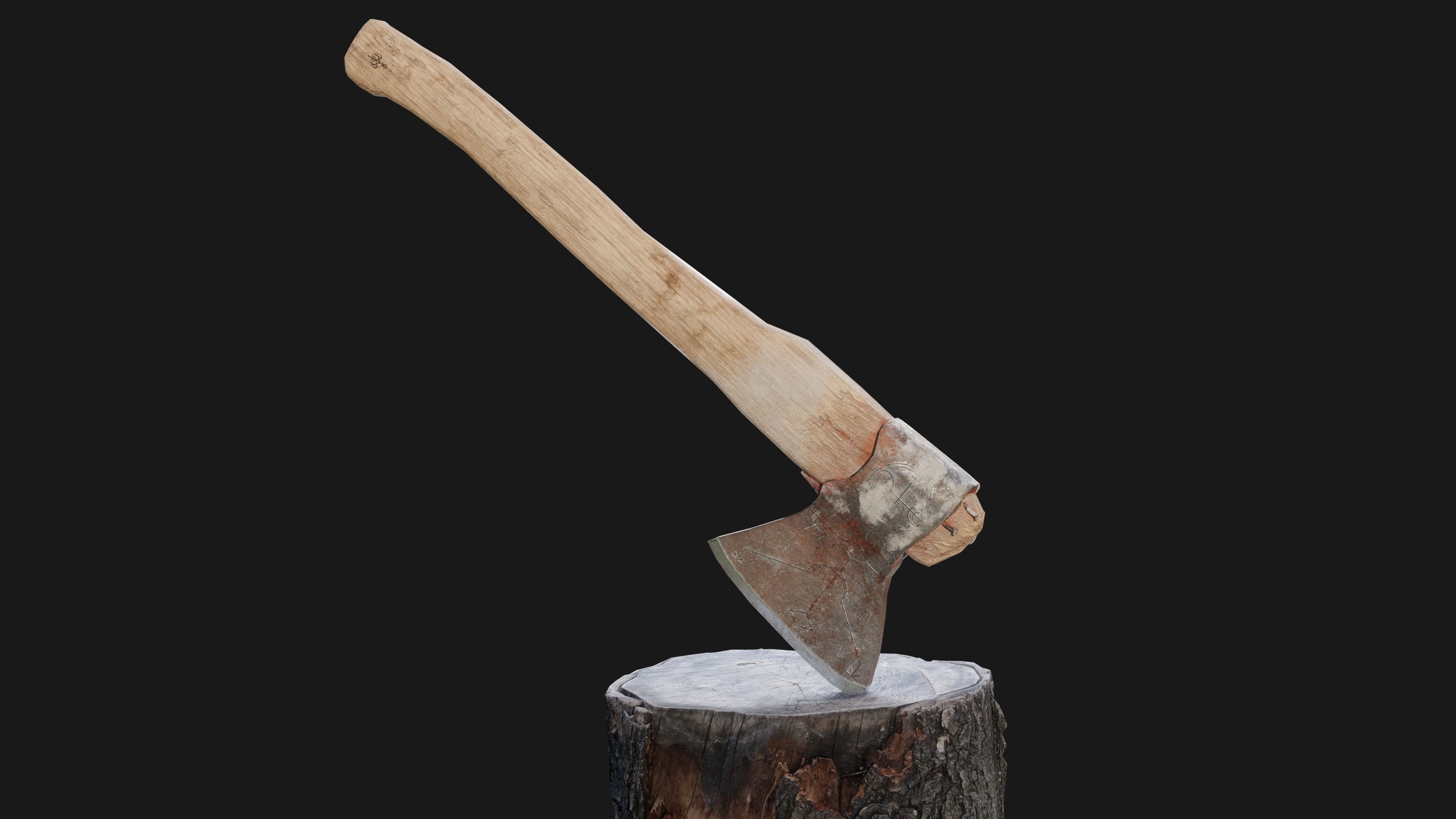 Old Viking Axe Low-poly 3D model_2