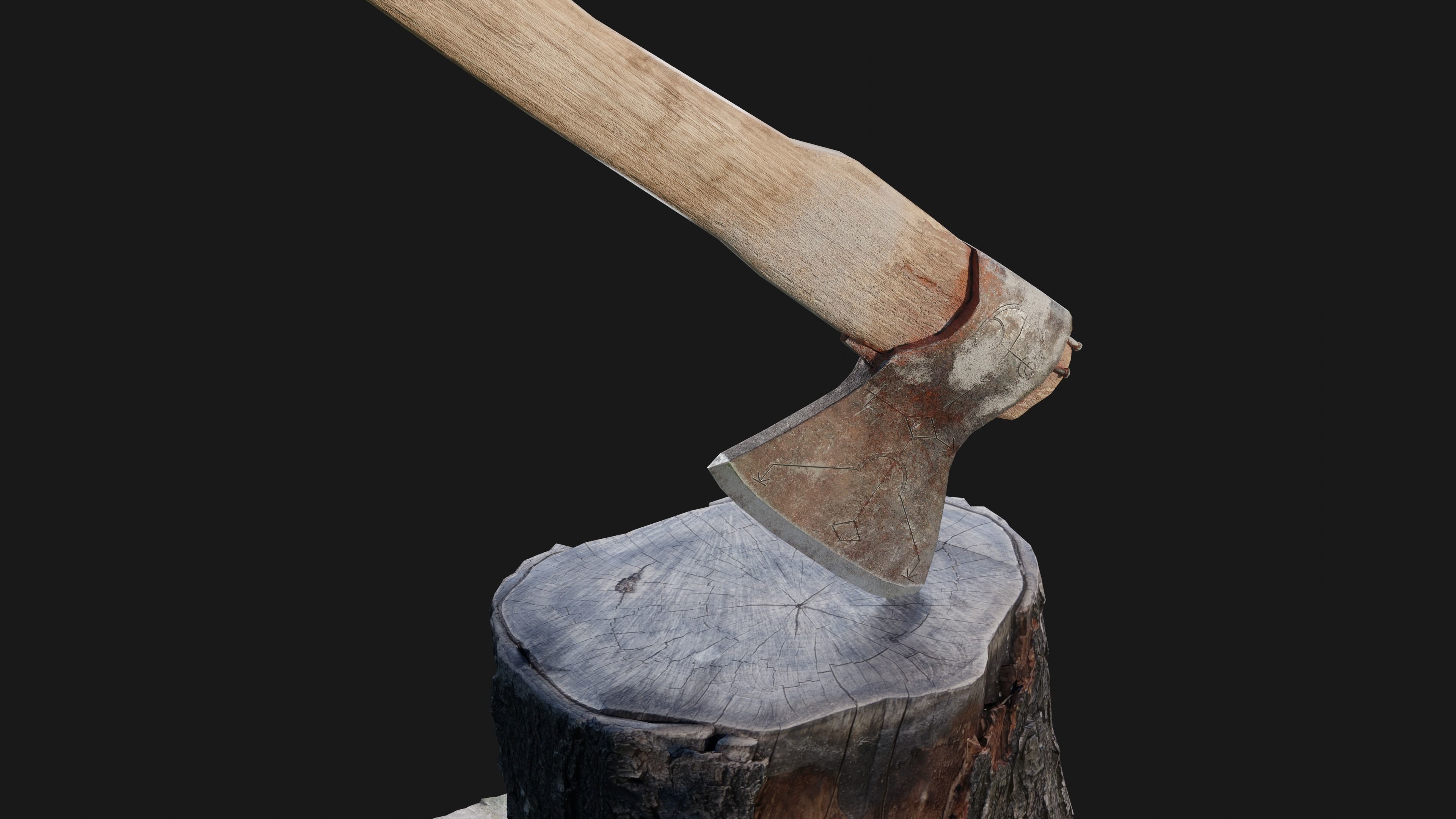 Old Viking Axe Low-poly 3D model_1
