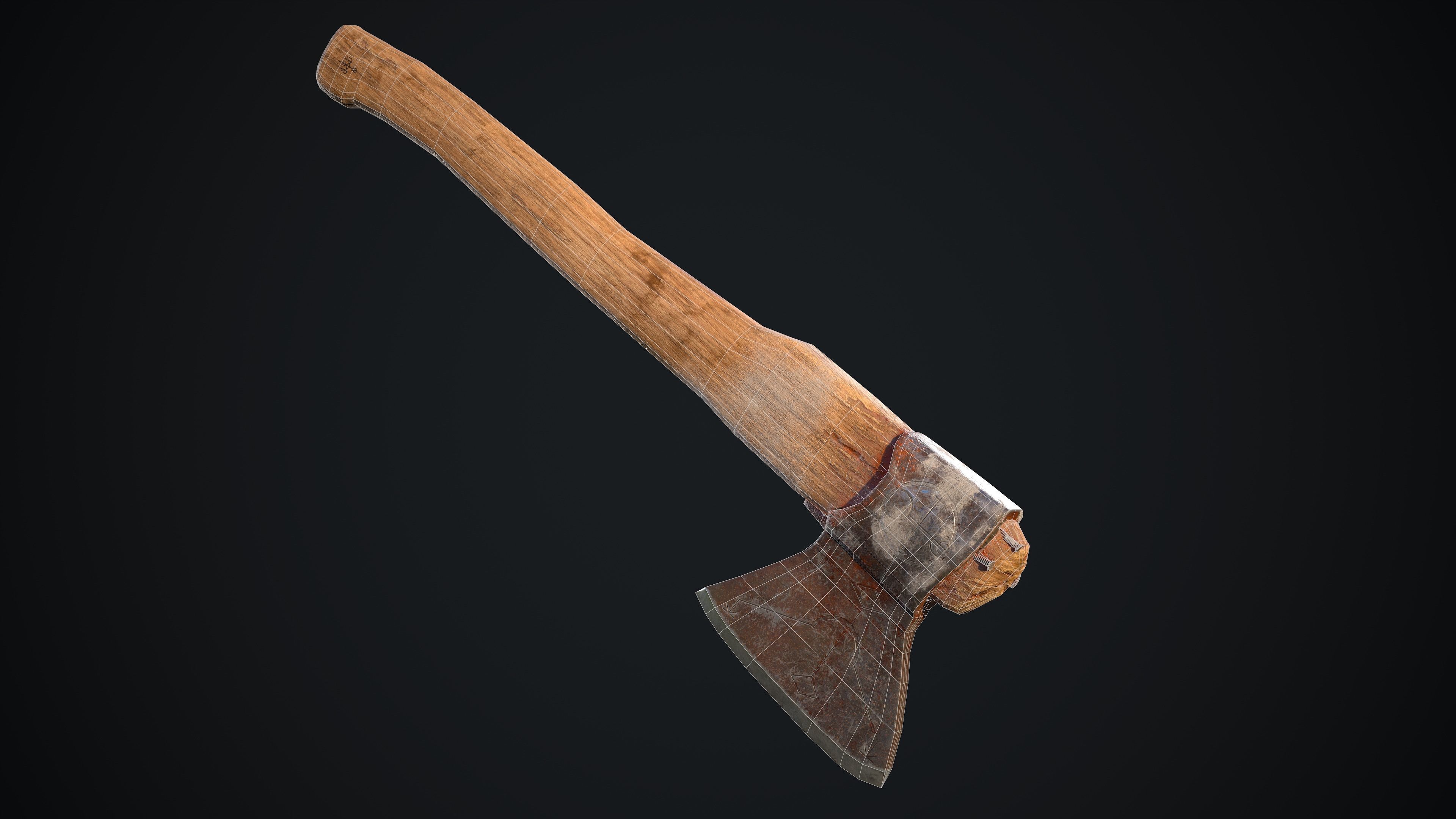 Old Viking Axe Low-poly 3D model_4
