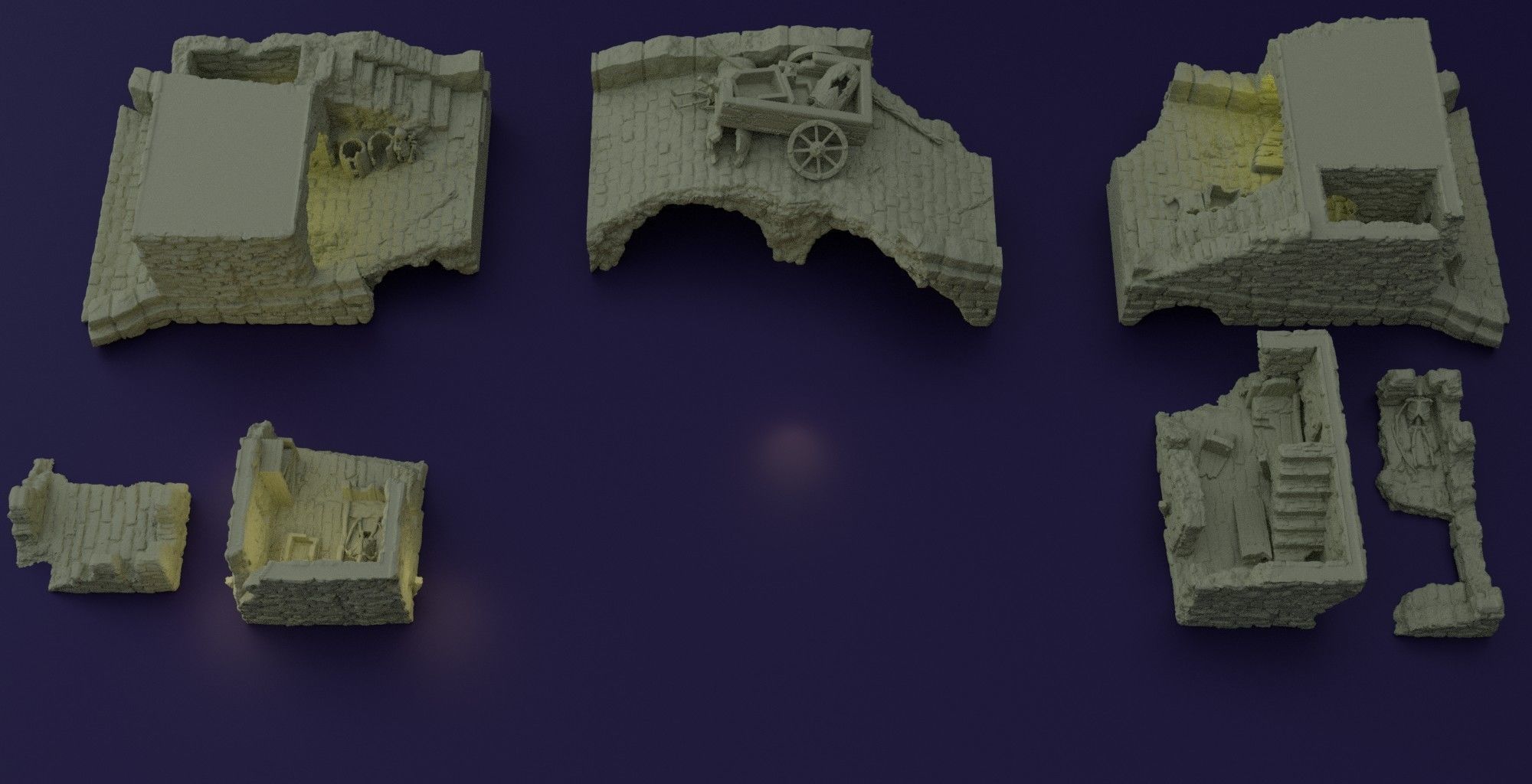 Abandoned Old Bridge Tabletop Terrain 28 MM 3D print model_6