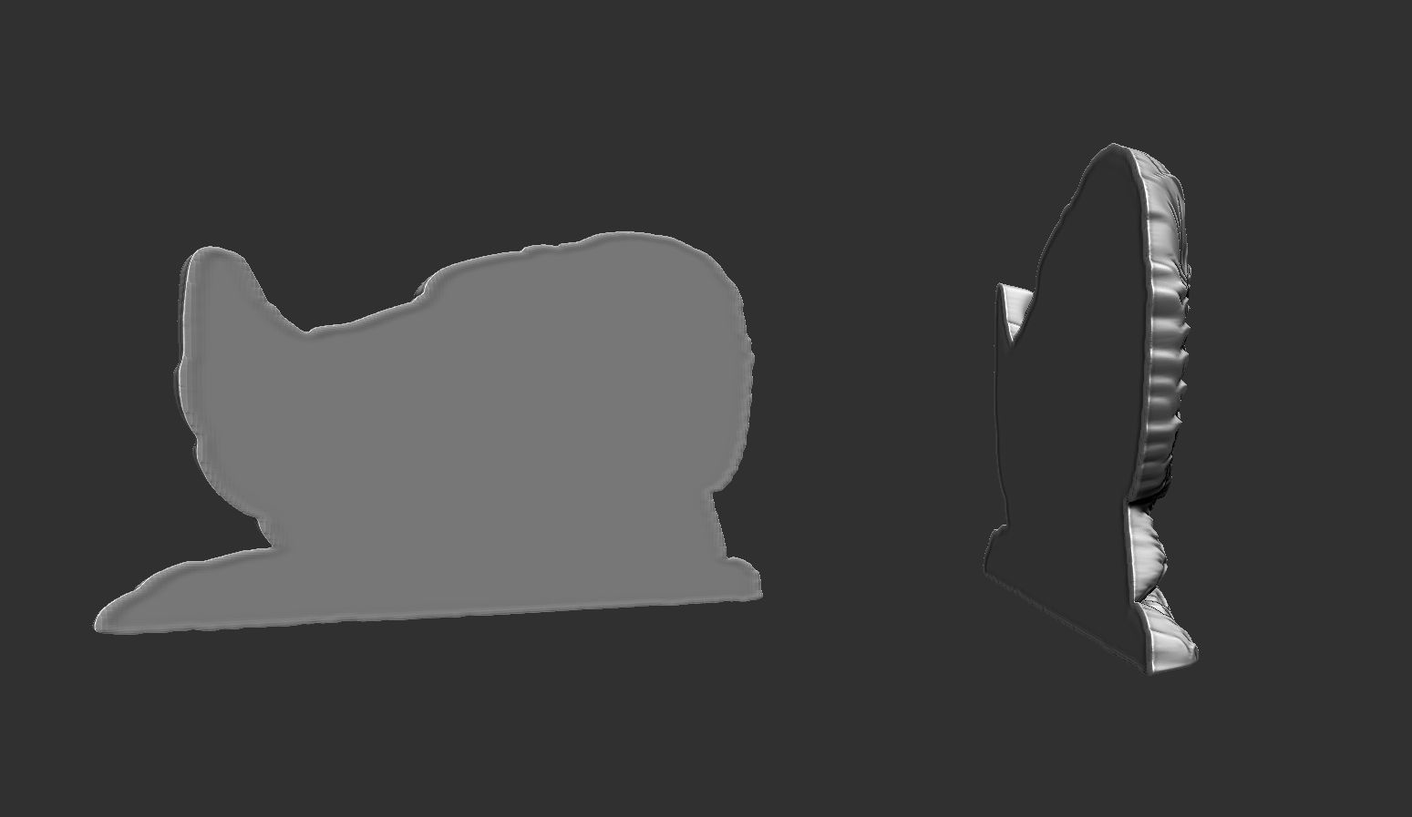 Sleeping Doggie Angel Bas Relief 3D print model_12