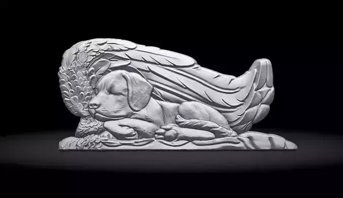 Sleeping Doggie Angel Bas Relief 3D print model