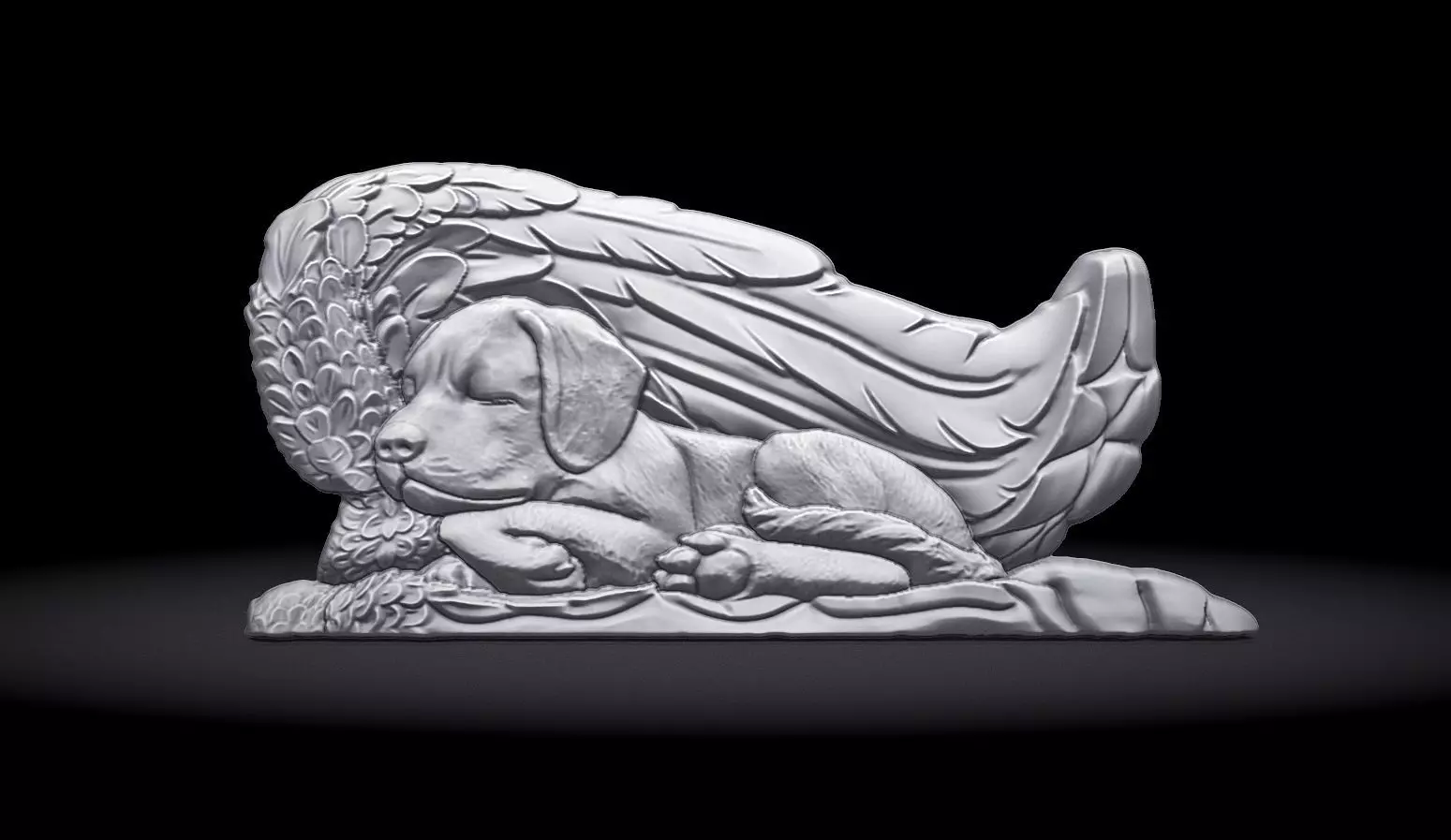 Sleeping Doggie Angel Bas Relief 3D print model_0