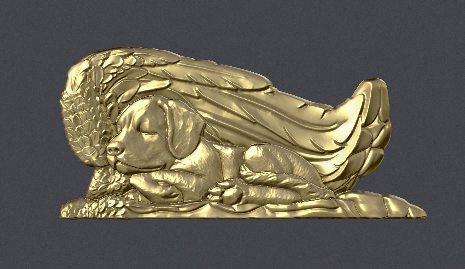 Sleeping Doggie Angel Bas Relief 3D print model_9
