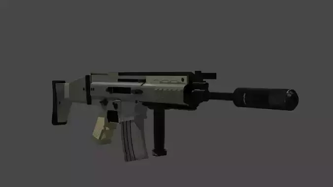 Low poly SCAR assault rifle