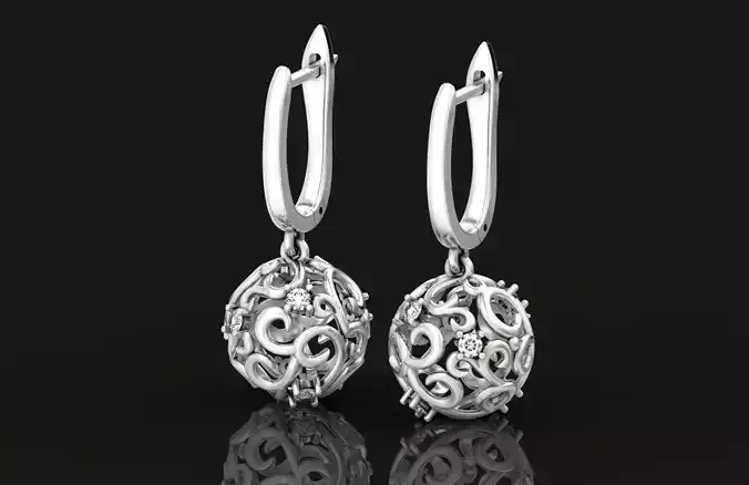  vintage openwork Earrings long Balls pendants 484 3D print model