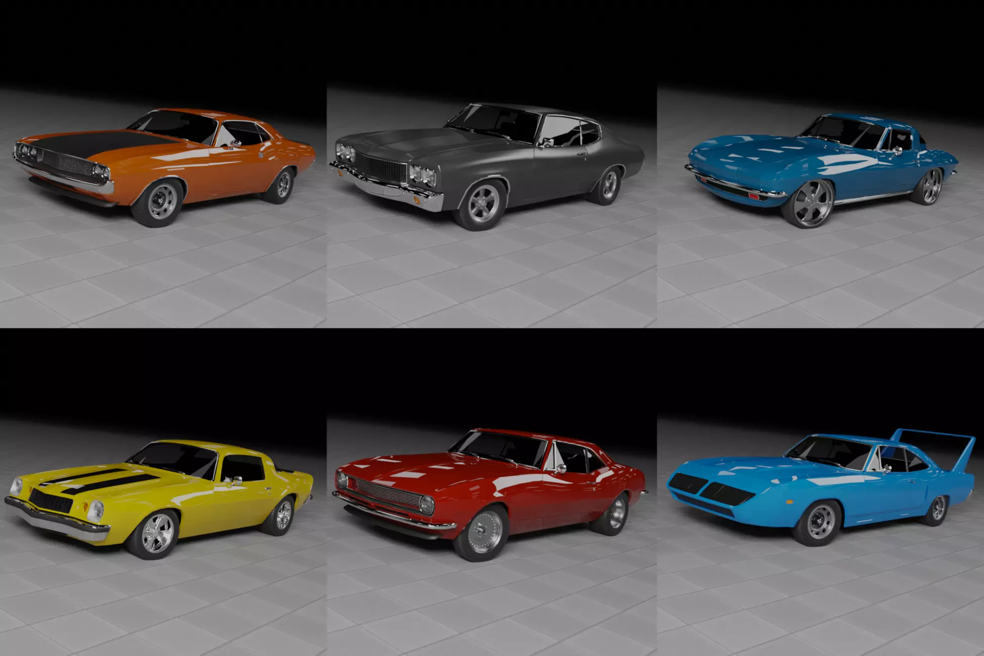 60s and 70s Car Pack 2 - 6 Cars Low-poly 3D model