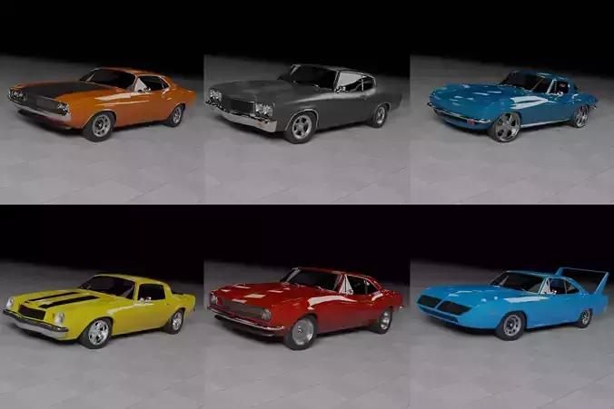 60s and 70s Car Pack 2 - 6 Cars