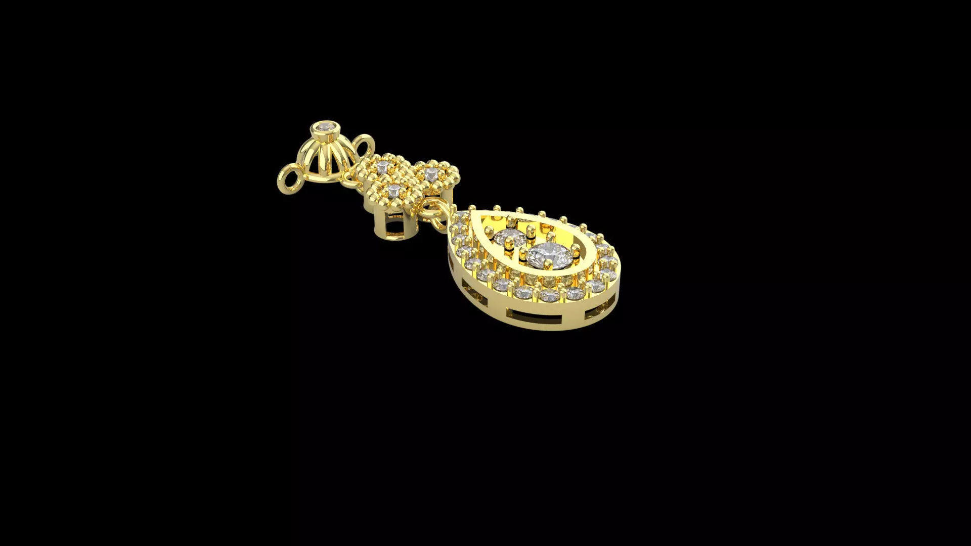 khayeli rose gold pendant with diamonds 3D model_0
