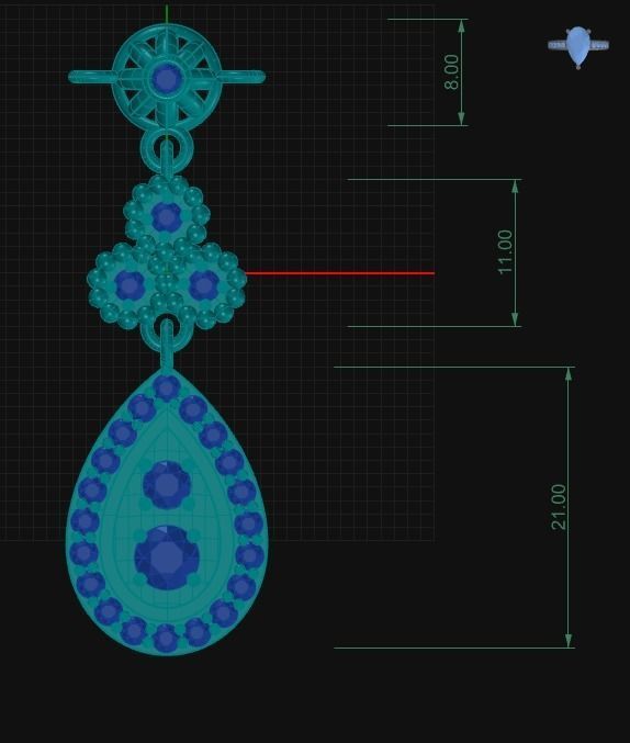 khayeli rose gold pendant with diamonds 3D model_3