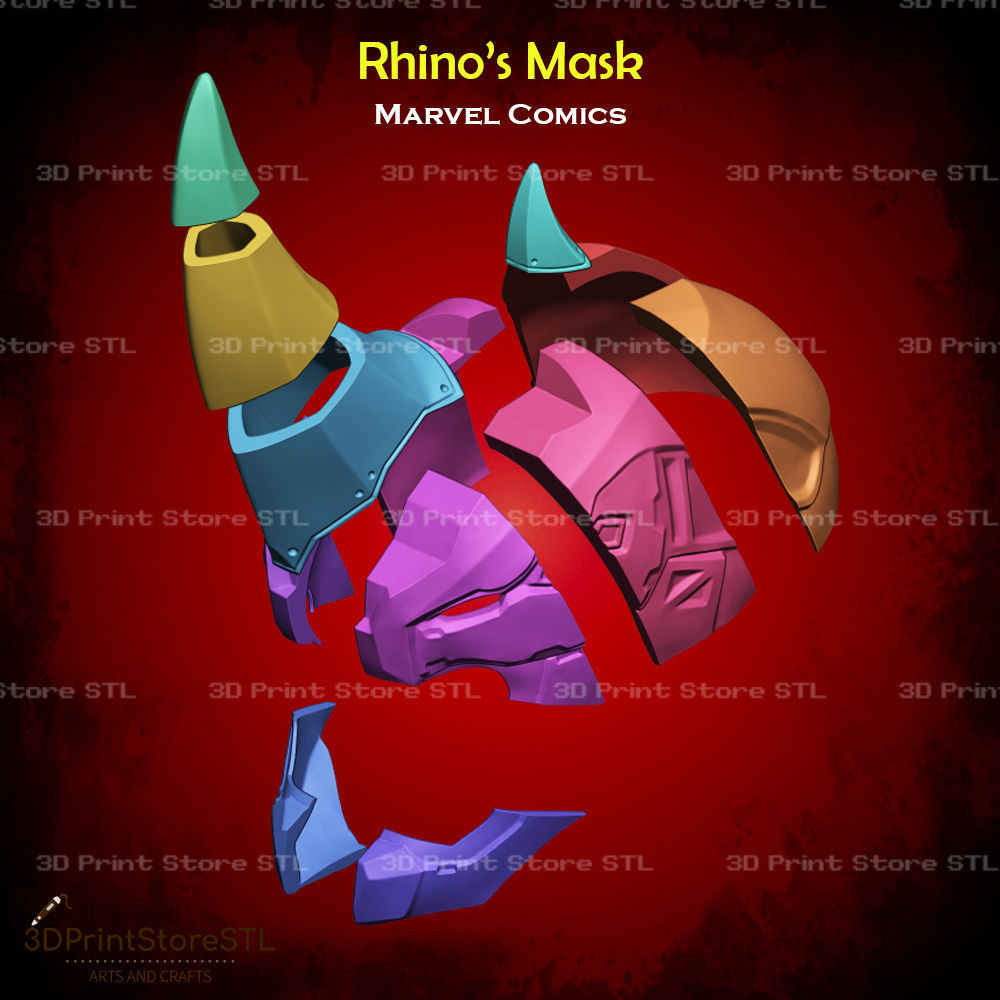 Rhino Mask Cosplay Marvel Comics - STL File 3D print model_8