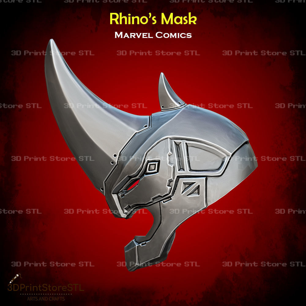 Rhino Mask Cosplay Marvel Comics - STL File 3D print model_4