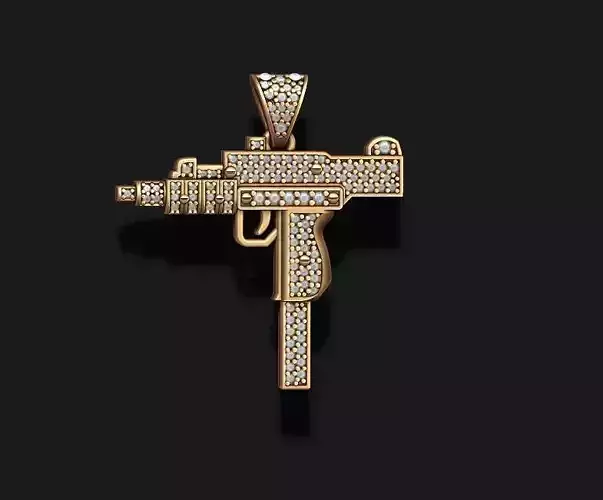 uzi pendant with gems 3D print model